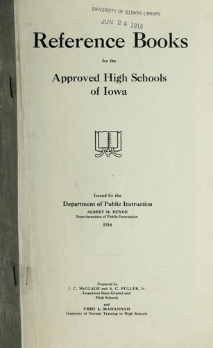 Cover for Reference books for the approved high schools of Iowa ...