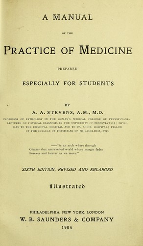 Cover for A manual of the practice of medicine
