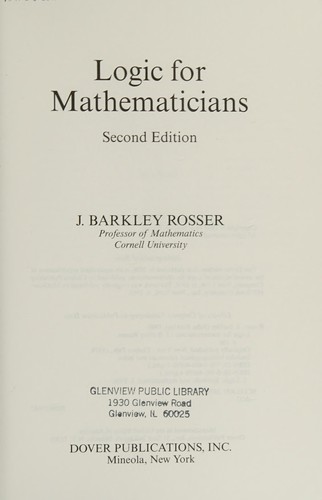 Cover for Logic for mathematicians