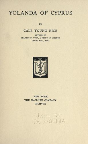 Cover for Yolanda of Cyprus