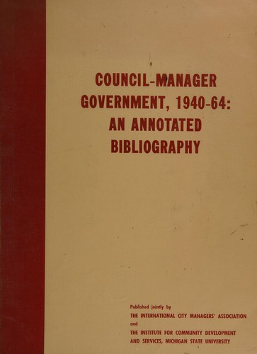 Cover for Council-manager government, 1940-64