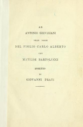 Cover for Ad Antonio Ghivizzani nelle nozze del figlio Carlo Alberto con Matilde Bartolucci