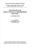 Cover for The physics of structurally disordered matter
