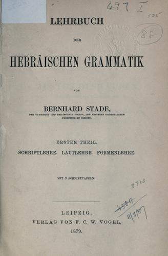 Cover for Lehrbuch der hebräischen Grammatik.