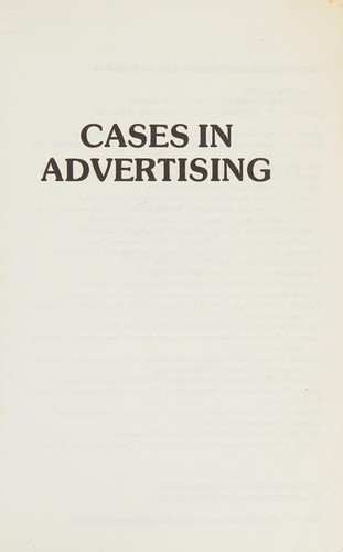 Cover for Cases in advertising