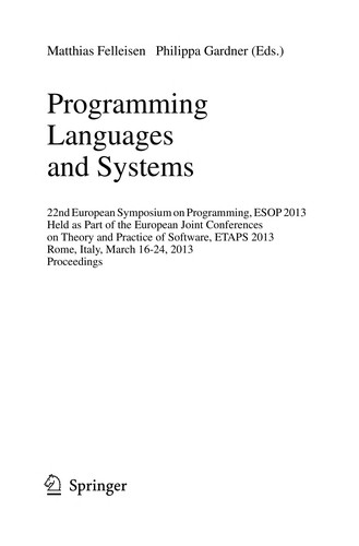 Cover for Programming Languages and Systems