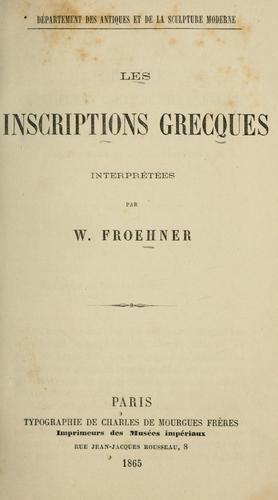 Cover for Les inscriptions grecques