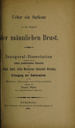 Cover for Ueber ein Sarkom in der Gegend der männlichen Brust ...