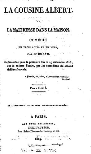 Cover for La cousine Albert, ou La maîtresse dans la maison, comédie