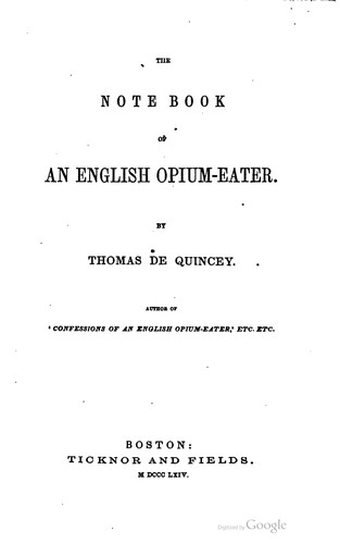 Cover for The notebook of an English opium-eater