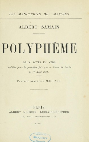 Cover for Polyphème