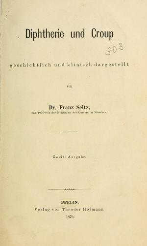Cover for Diphtherie und Croup