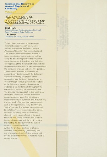 Cover for The dynamics of aerocolloidal systems