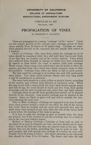Cover for Propagation of vines
