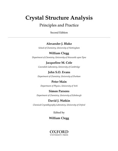 Cover for Crystal structure analysis