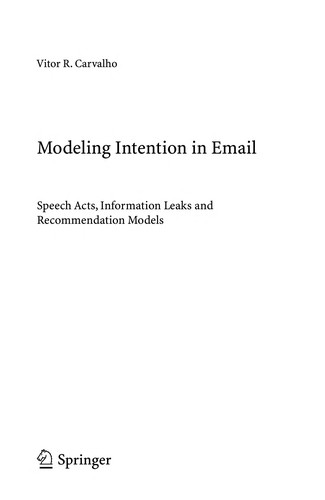 Cover for Modeling Intention in Email