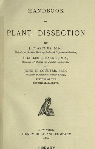 Cover for Handbook of plant dissection