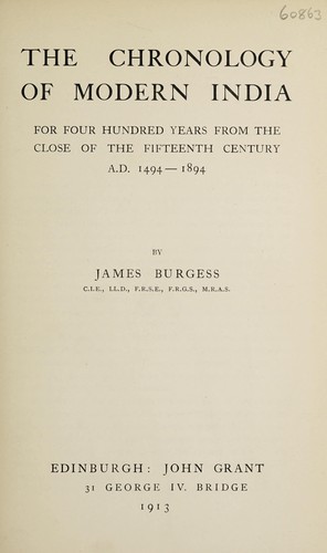 Cover for The chronology of modern India for four hundred years from the close of the fifteenth century