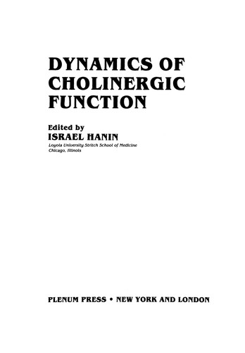 Cover for Dynamics of Cholinergic Function