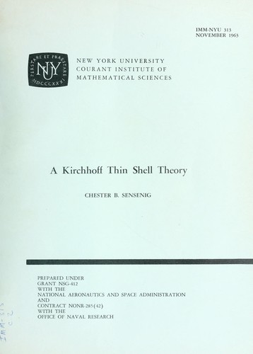 Cover for A Kirchhoff thin shell theory
