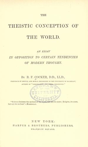 Cover for The theistic conception of the world