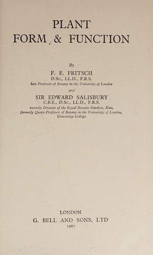 Cover for Plant form & function,