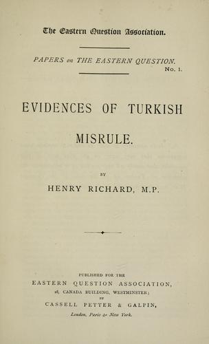 Cover for Evidences of Turkish misrule