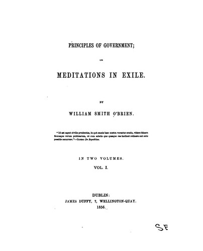 Cover for Principles of government