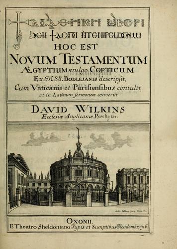 Cover for Hoc est Novum Testamentum Aegyptum vulgo Copticum
