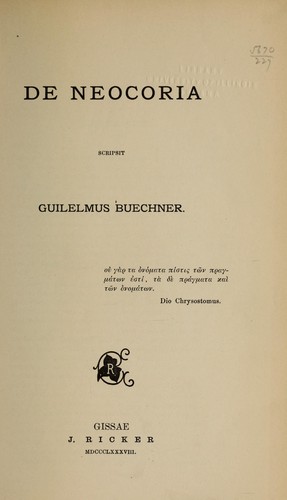 Cover for De neocoria