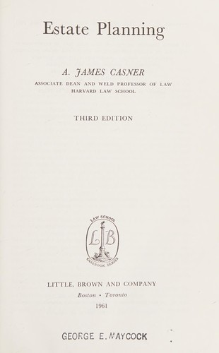 Cover for Estate planning.