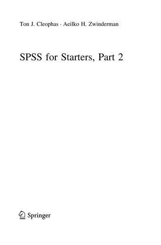 Cover for SPSS for Starters, Part 2