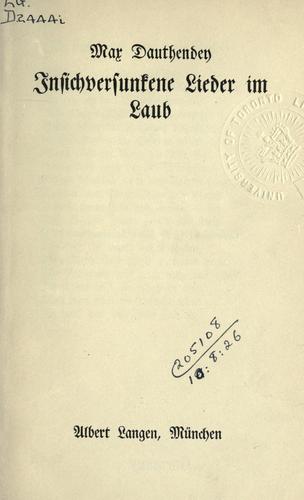 Cover for Insichversunkene Lieder im Laub.