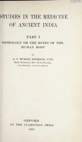 Cover for Studies in the medicine of ancient India