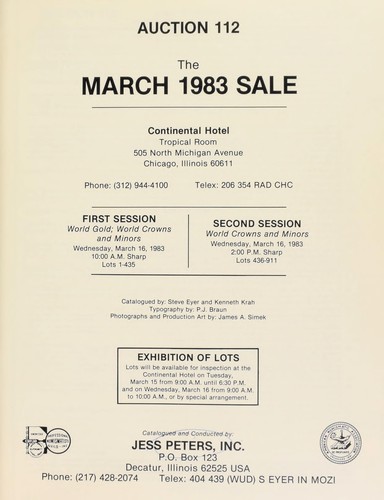 Cover for Jess Peters Incorporated auction 112