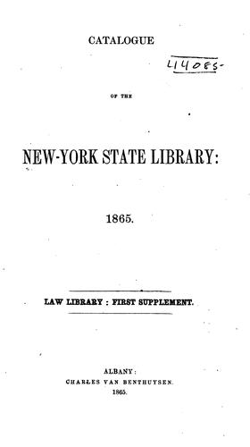 Cover for Catalogue of the New York State Library: Law Library : First Supplement.