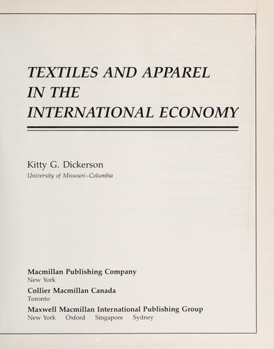 Cover for Textiles and apparel in the international economy