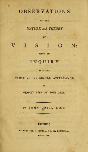 Cover for Observations on the nature and theory of vision