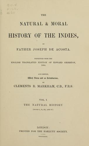 Cover for The natural & moral history of the Indies