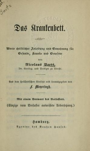 Cover for Das Krankenbett