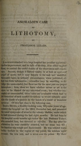 Cover for Anomalous case of lithotomy