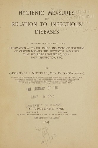 Cover for Hygienic measures in relation to infectious diseases