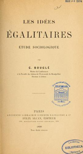 Cover for Les idées égalitaires