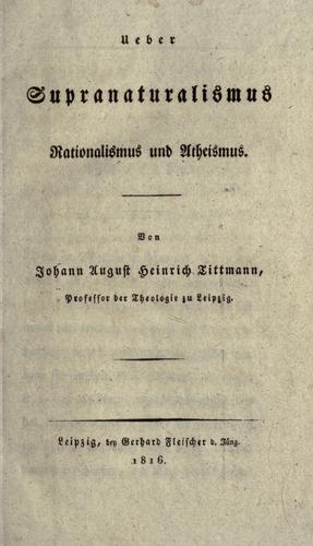 Cover for Ueber Supranaturalismus, Rationalismus und Atheismus