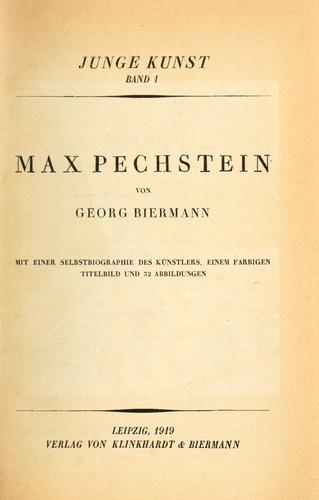 Cover for Max Pechstein.