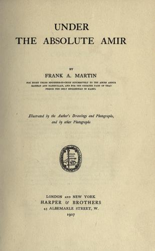 Cover for Under the absolute Amir.