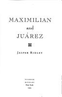 Cover for Maximilian and Juárez