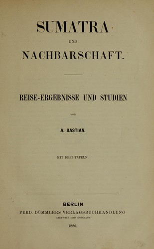 Cover for Sumatra und nachbarschaft