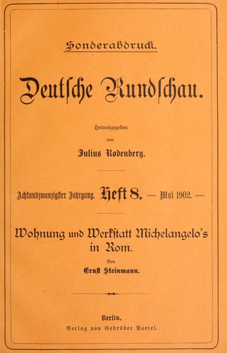 Cover for Wohnung und Werkstatt Michelangelo's in Rom