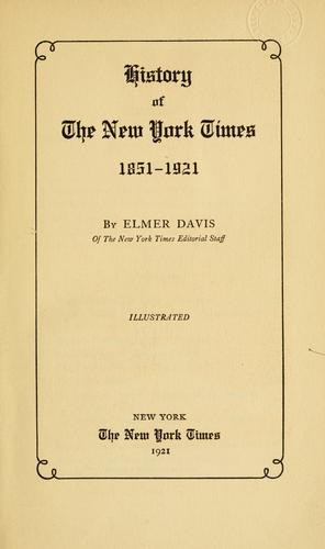 Cover for History of the New York times, 1851-1921